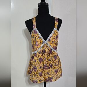 #938 Marshalls  Floral Yellow Sleeveless Top